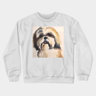 Shih Tzu Watercolor Painting - Dog Lover Gifts Crewneck Sweatshirt